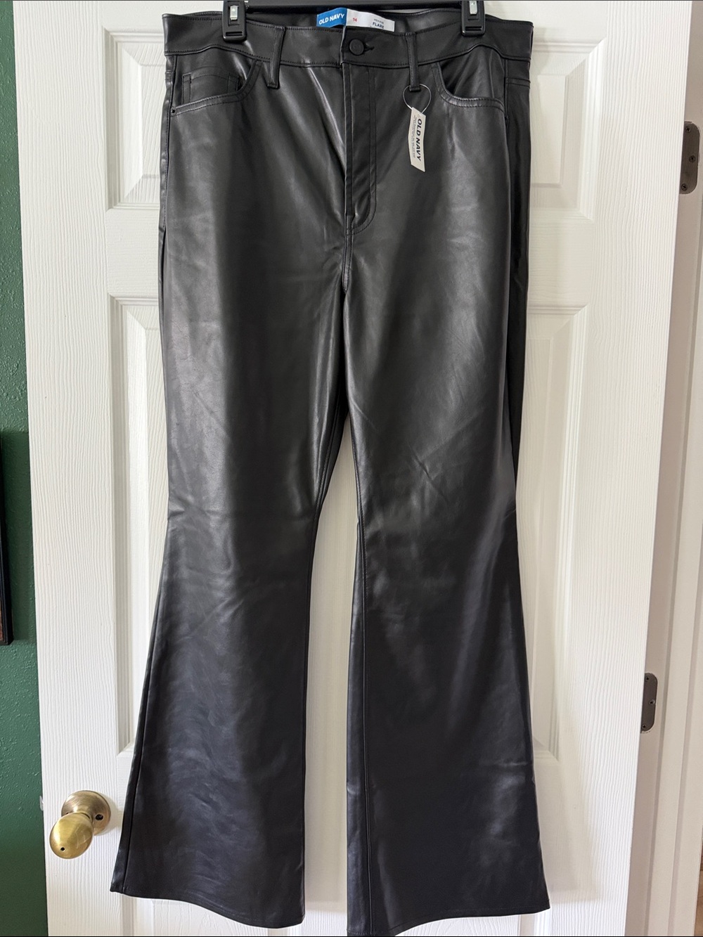 Old Navy Black Faux Leather Flare Pants